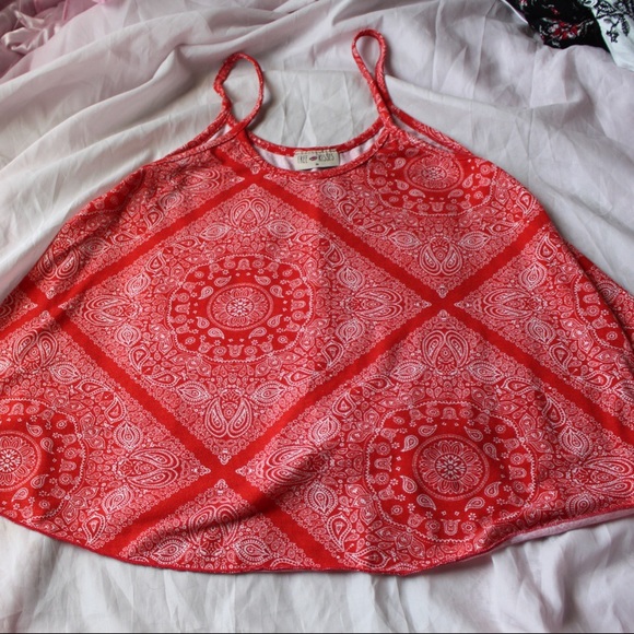 paisley print red tank top - Picture 2 of 5